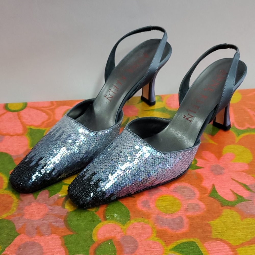 Anne Klein Sequin Slingback Heels Size 7.5M